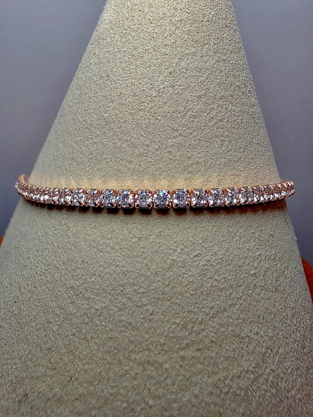 7.5" 2.2mm Rose Gold Tennis Bracelet 925 Sterling Silver